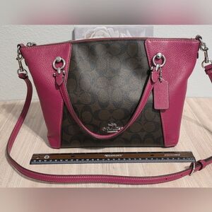 Coach Kacey Satchel Bright Violet Pink In Signature Canvas C6230